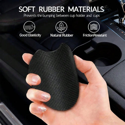 2Pack Cat Car Cup Holder Coasters,Cars Coasters For Cup Holders,2.75\ Universal Anti Slip Rubber Mat With Finger Slot,Black And White C