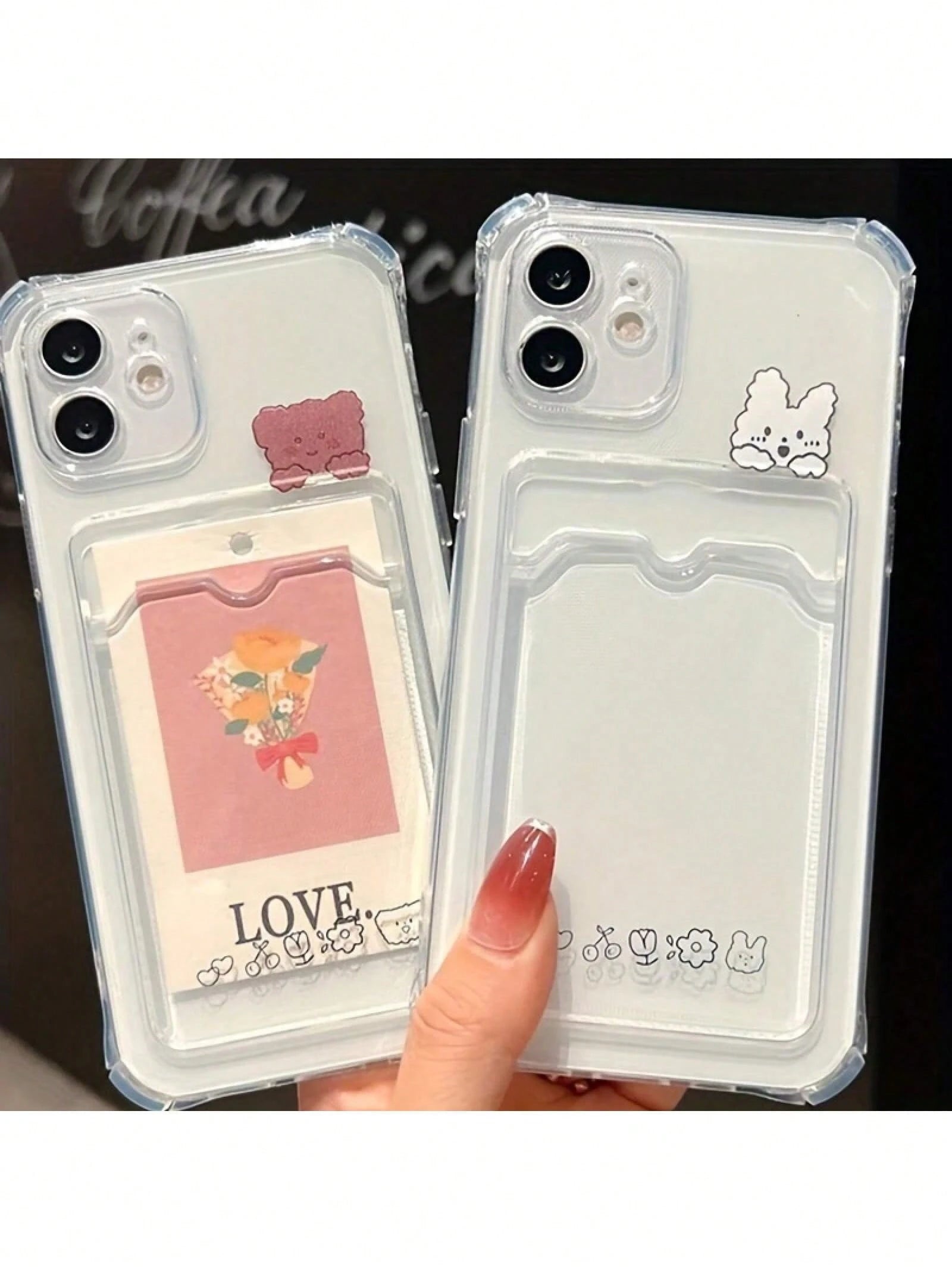 2pc Transparent Card Slot Stand Phone Case Compatible With IPhone 15, 14, 13, 12, 11 Pro Max, 14 Plus, Transparent Wallet Silicone Shockproof Back Cover Waterproof Anti-Fall Scratch ResistantFOR-YOUR