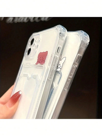 2pc Transparent Card Slot Stand Phone Case Compatible With IPhone 15, 14, 13, 12, 11 Pro Max, 14 Plus, Transparent Wallet Silicone Shockproof Back Cover Waterproof Anti-Fall Scratch ResistantFOR-YOUR