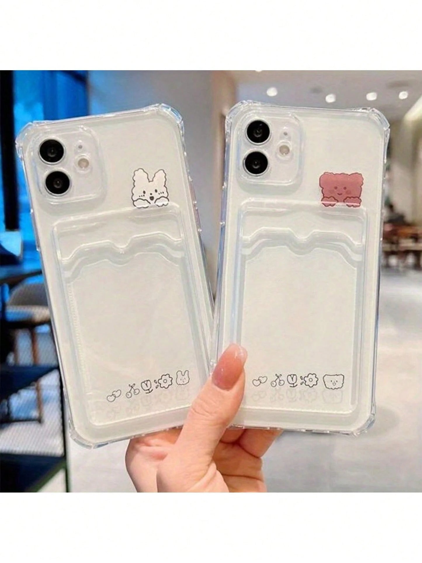 2pc Transparent Card Slot Stand Phone Case Compatible With IPhone 15, 14, 13, 12, 11 Pro Max, 14 Plus, Transparent Wallet Silicone Shockproof Back Cover Waterproof Anti-Fall Scratch ResistantFOR-YOUR