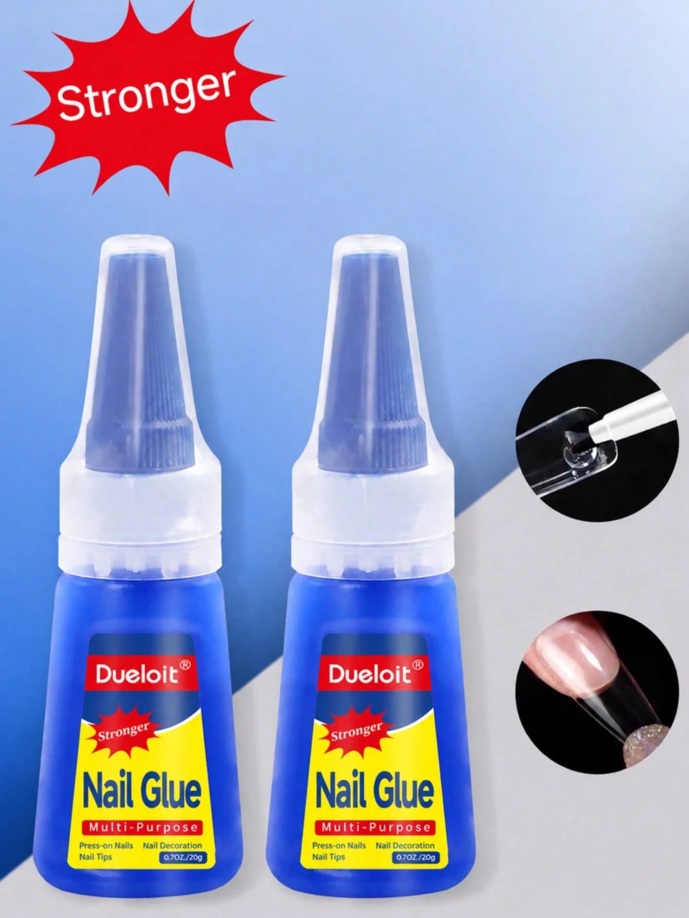 2pcs/1pc 20g Super Strong Nail Glue, Suitable For Nail Tips, Acrylic Nails, Natural Drying, Waterproof And Long-Lasting, Easy To Use