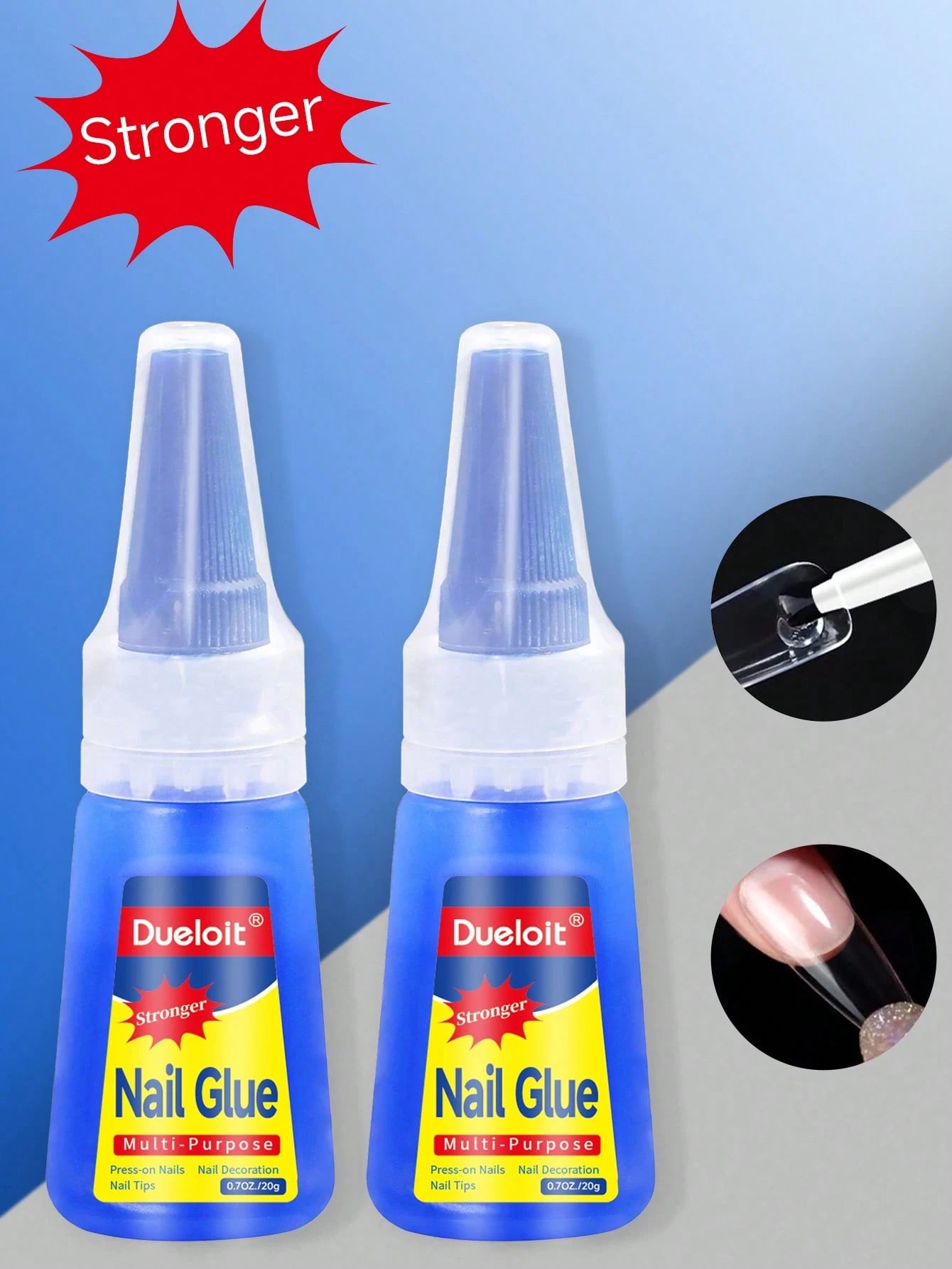 2pcs/1pc 20g Super Strong Nail Glue, Suitable For Nail Tips, Acrylic Nails, Natural Drying, Waterproof And Long-Lasting, Easy To Use