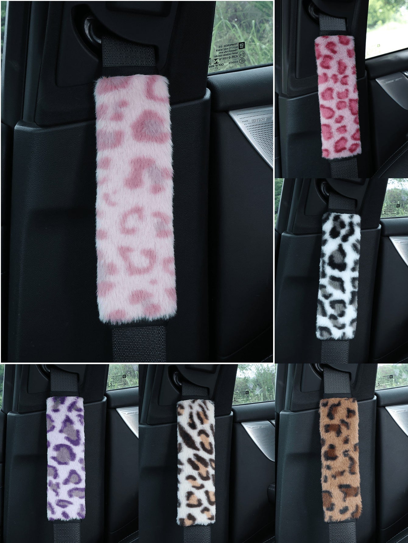 2pcs/1pc Fashion Leopard Print Car Seat Belt Covers, Made Of Soft Plush Material, Provide Warm And Comfortable Neck Support For Women And Men, Cute Car Interior Accessory, Fits All Cars, Trucks And SU