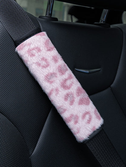 2pcs/1pc Fashion Leopard Print Car Seat Belt Covers, Made Of Soft Plush Material, Provide Warm And Comfortable Neck Support For Women And Men, Cute Car Interior Accessory, Fits All Cars, Trucks And SU