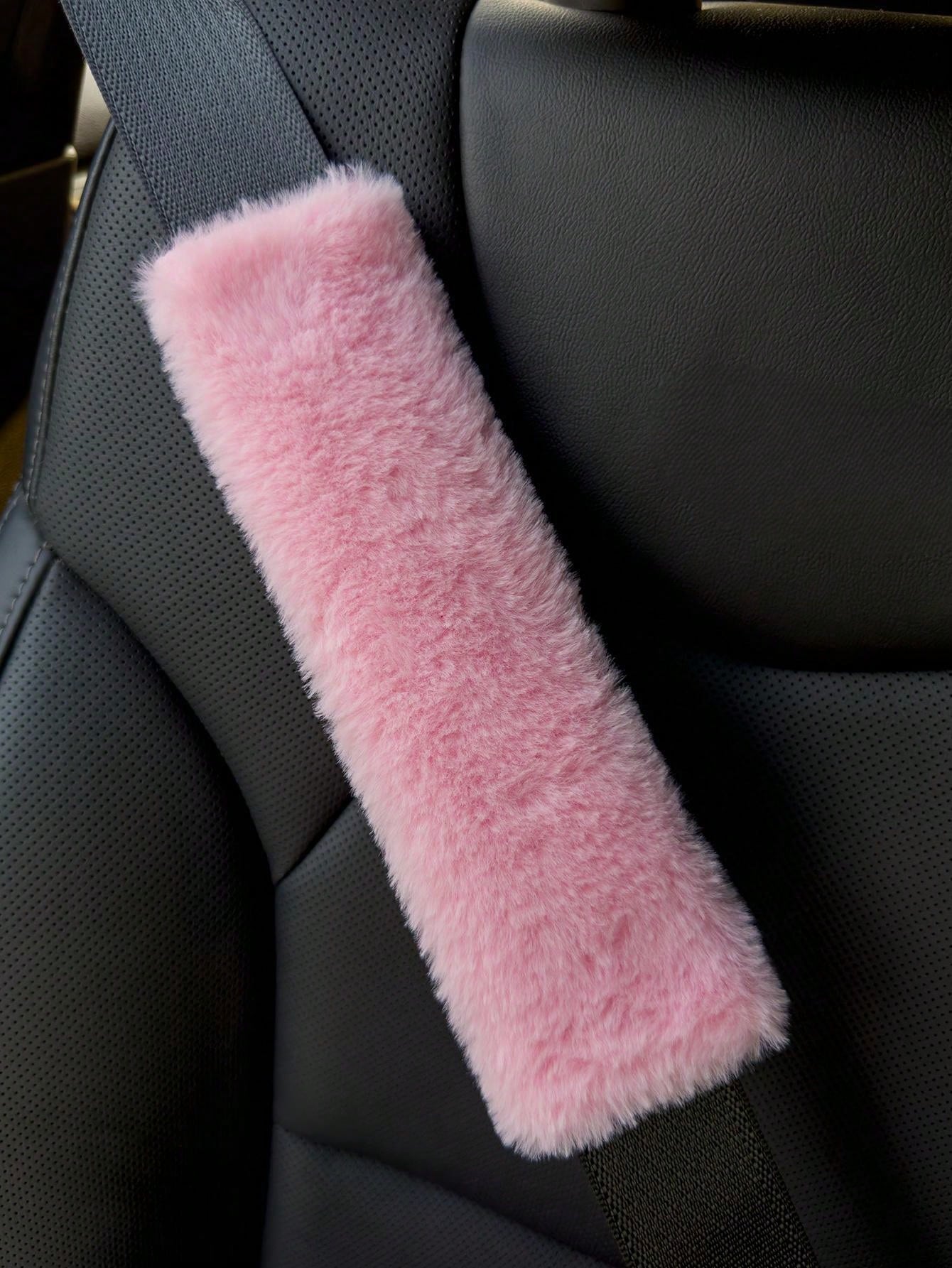 2pcs/1PC Shoulder Protection Cover For Car Seat Belts, Winter Plush Anti Pinch Marks, Cross Bag With Shoulder Protection Cover, Backpack Cover, Universal,Pink Car Stuff