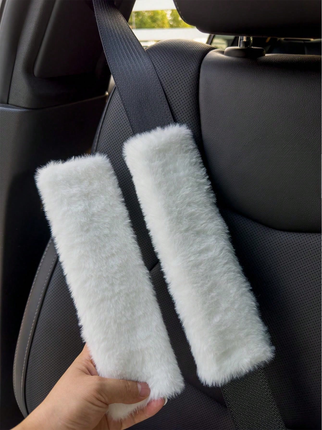 2pcs/1PC Shoulder Protection Cover For Car Seat Belts, Winter Plush Anti Pinch Marks, Cross Bag With Shoulder Protection Cover, Backpack Cover, Universal,Pink Car Stuff