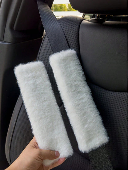 2pcs/1PC Shoulder Protection Cover For Car Seat Belts, Winter Plush Anti Pinch Marks, Cross Bag With Shoulder Protection Cover, Backpack Cover, Universal,Pink Car Stuff