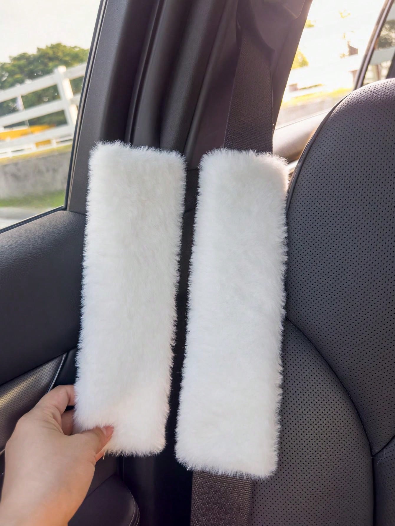 2pcs/1PC Shoulder Protection Cover For Car Seat Belts, Winter Plush Anti Pinch Marks, Cross Bag With Shoulder Protection Cover, Backpack Cover, Universal,Pink Car Stuff