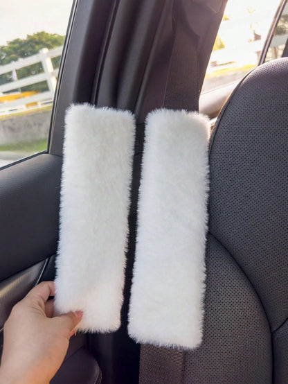 2pcs/1PC Shoulder Protection Cover For Car Seat Belts, Winter Plush Anti Pinch Marks, Cross Bag With Shoulder Protection Cover, Backpack Cover, Universal,Pink Car Stuff