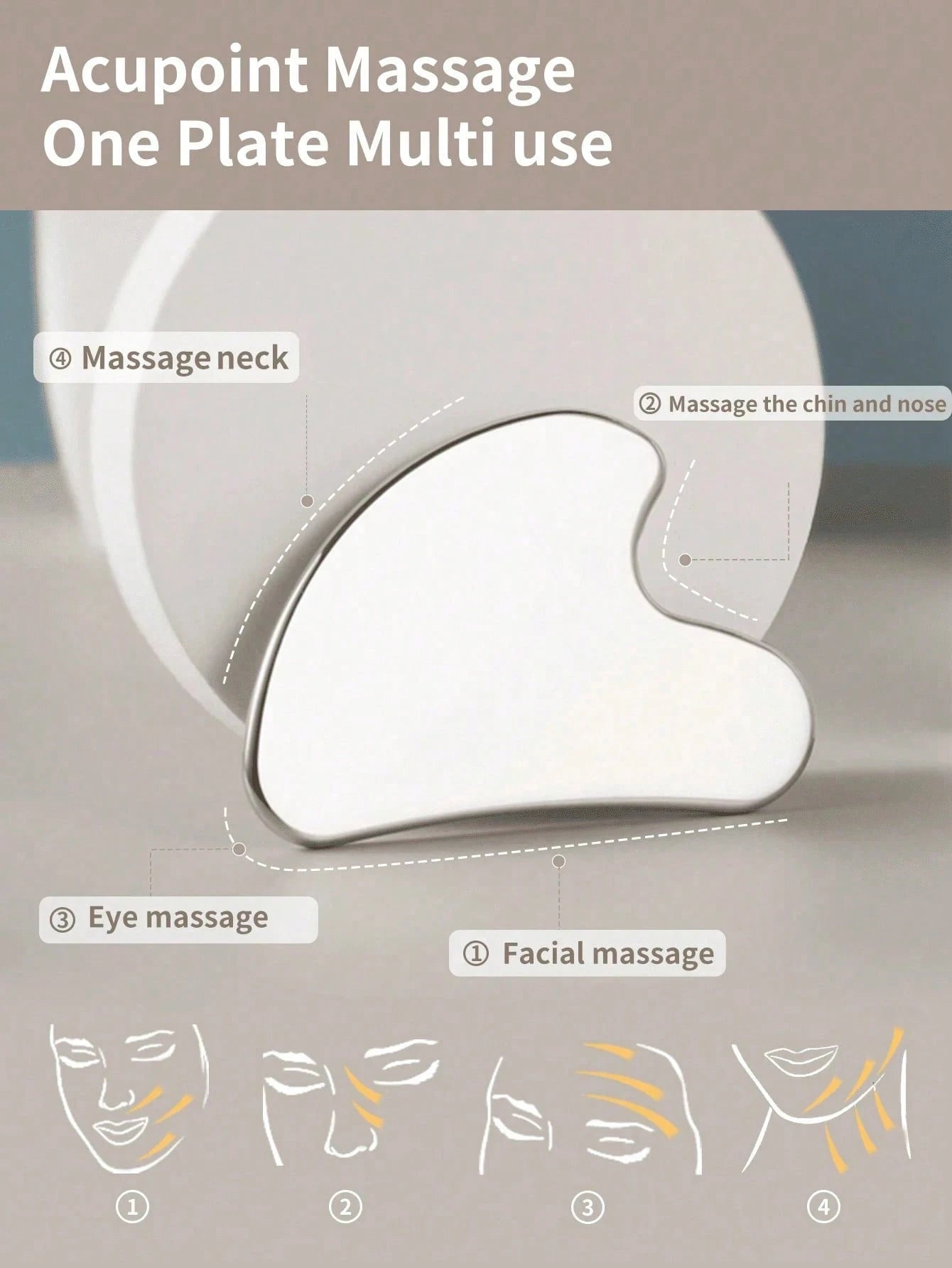 2pcs/1pc Stainless Steel Heart-Shaped Gua Sha Board Facial Massage Tool, Portable Muscle Relaxation Massage Board, Stainless Steel Gua Sha Facial Tool, Suitable For Face And Body, Reduce Puffiness, Ey