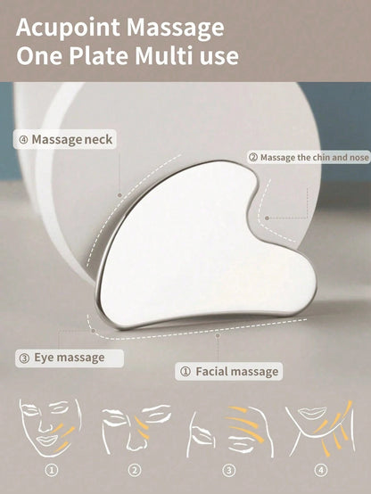 2pcs/1pc Stainless Steel Heart-Shaped Gua Sha Board Facial Massage Tool, Portable Muscle Relaxation Massage Board, Stainless Steel Gua Sha Facial Tool, Suitable For Face And Body, Reduce Puffiness, Ey