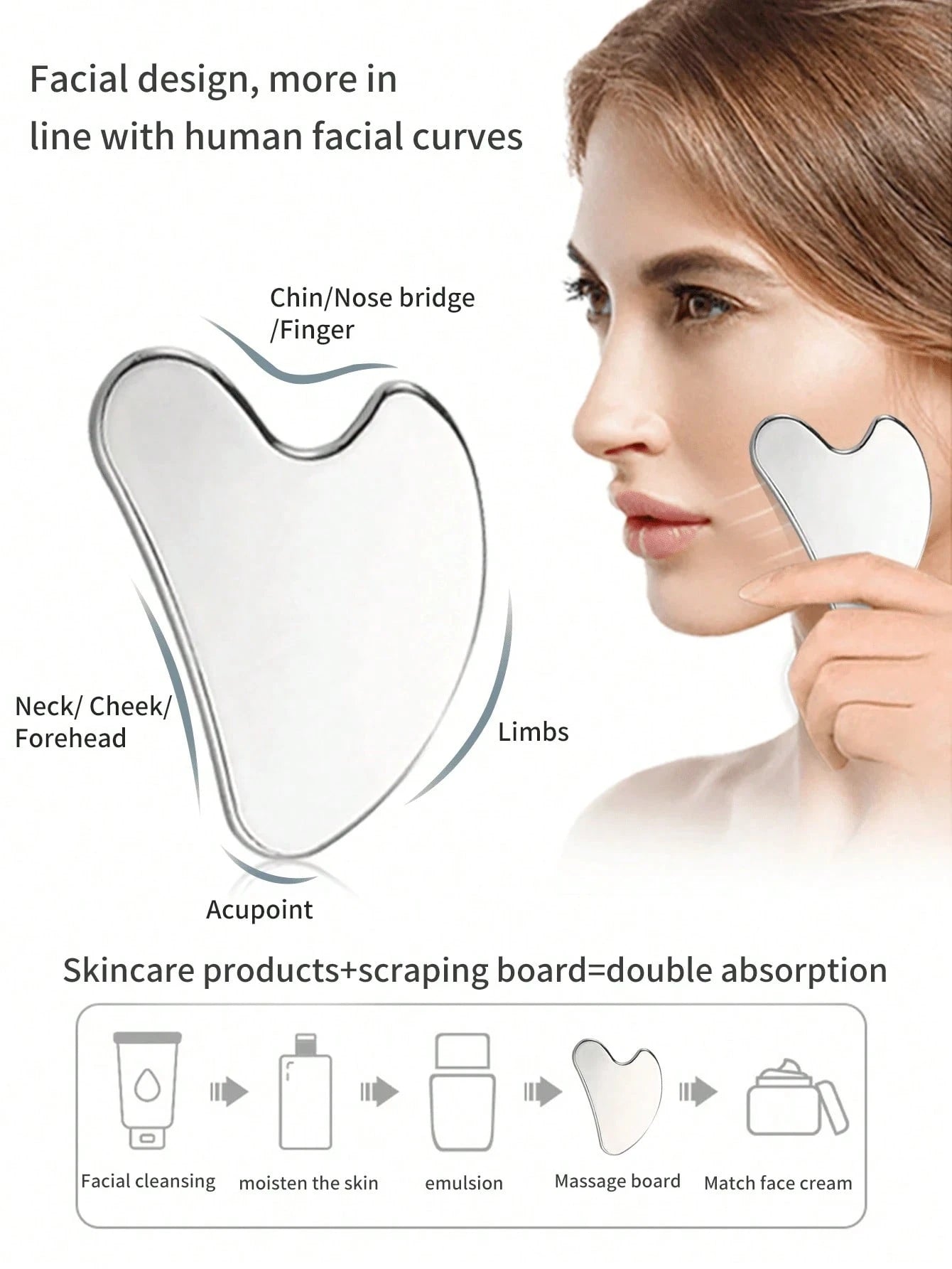2pcs/1pc Stainless Steel Heart-Shaped Gua Sha Board Facial Massage Tool, Portable Muscle Relaxation Massage Board, Stainless Steel Gua Sha Facial Tool, Suitable For Face And Body, Reduce Puffiness, Ey