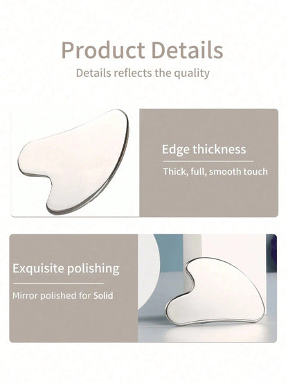2pcs/1pc Stainless Steel Heart-Shaped Gua Sha Board Facial Massage Tool, Portable Muscle Relaxation Massage Board, Stainless Steel Gua Sha Facial Tool, Suitable For Face And Body, Reduce Puffiness, Ey