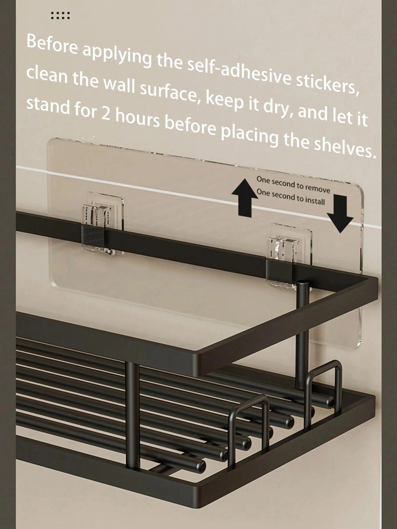 2pcs/3pcs Stainless Steel Bathroom Storage Rack Set, Corner Shower Caddy, Wall-Mounted Adhesive Shower Storage Rack, Weight Capacity Less Than 10kg, Body Wash Shampoo Soap Holder, Suitable For Bathroo