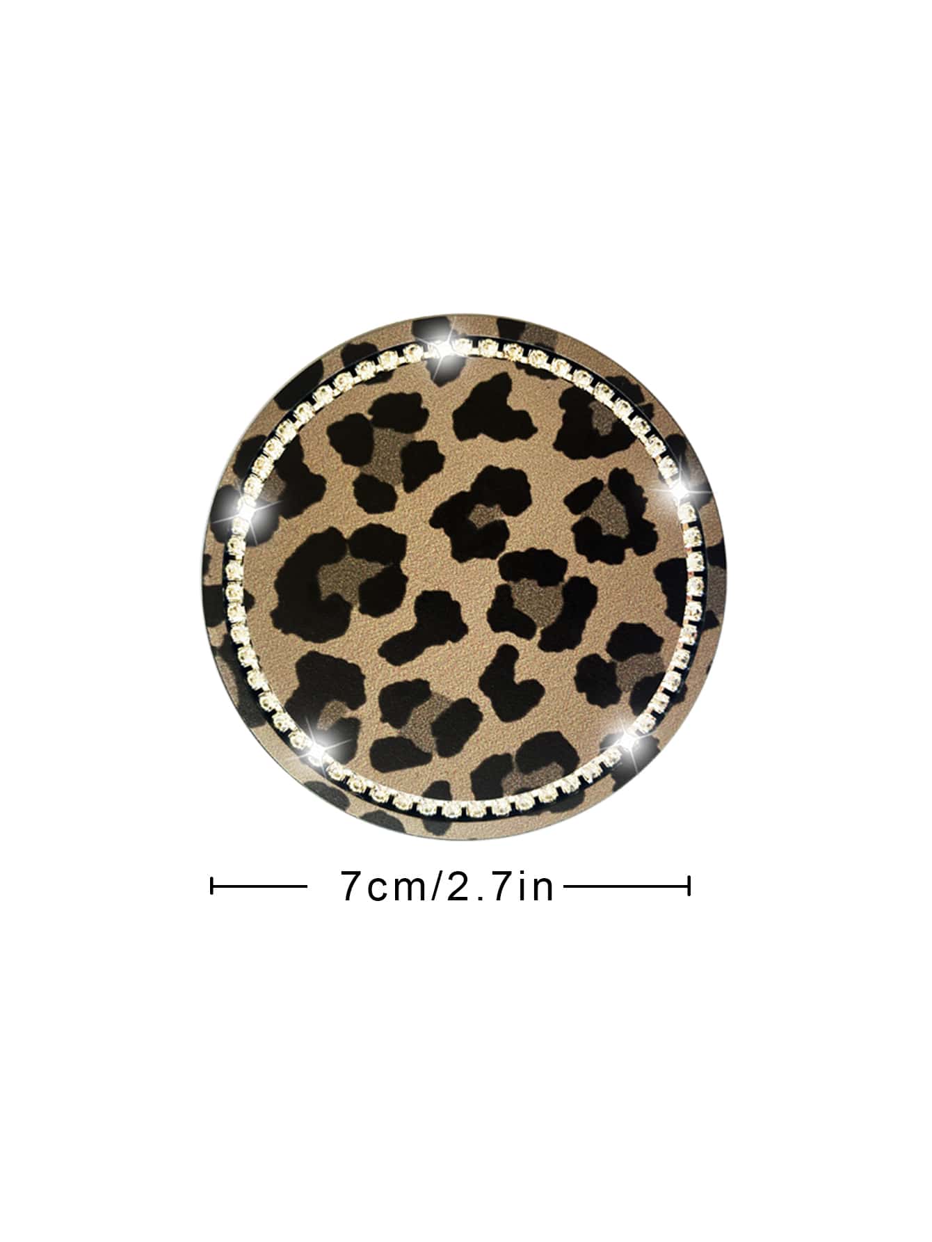 2pcs 7cm Diameter Rhinestone Cow Print & Leopard Print Anti-Slip Silicone Cup Coasters For Car