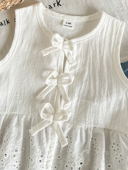 2pcs Baby Girl Toddler/Newborn 0-3Y Spring/Summer Casual Sweet Daily Vacation Striped Woven Sleeveless Top & Wide Leg Pants 2-Piece Set