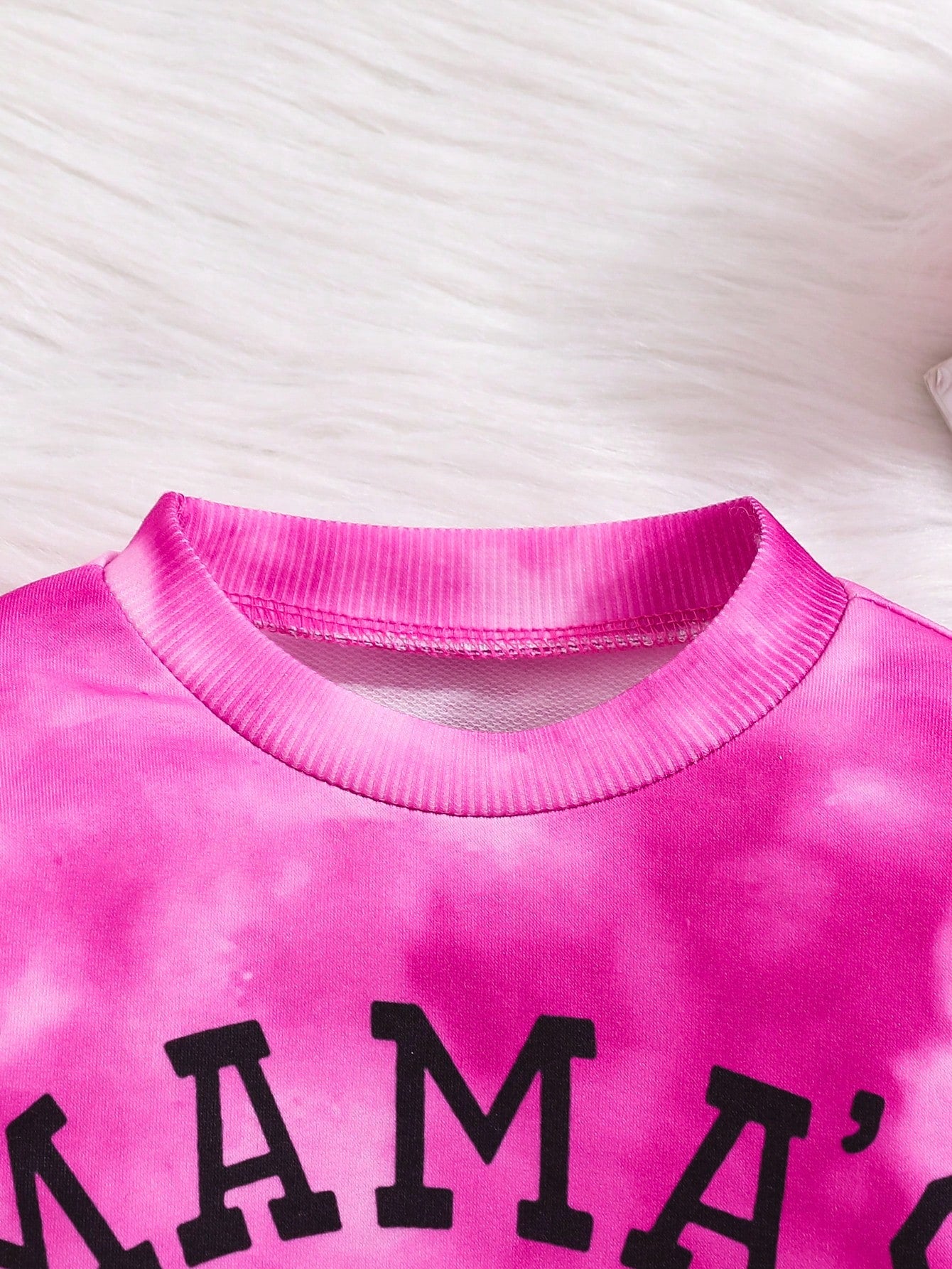 2pcs Baby Girls Casual Letter Tie-Dye Print Pullover Sweatshirt And Long Pants Set With Round Neck Long Sleeves For Spring And Autumn