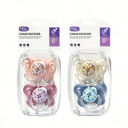 2pcs Baby Pacifiers, Printed Pacifiers Suitable For Baby Boys And Girls Day And Night Use, Perfect Gift For New Parents