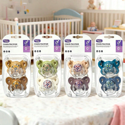 2pcs Baby Pacifiers, Printed Pacifiers Suitable For Baby Boys And Girls Day And Night Use, Perfect Gift For New Parents