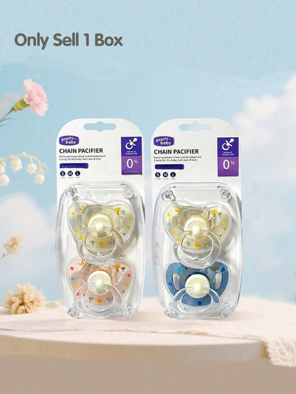 2pcs Baby Pacifiers, Printed Pacifiers Suitable For Baby Boys And Girls Day And Night Use, Perfect Gift For New Parents