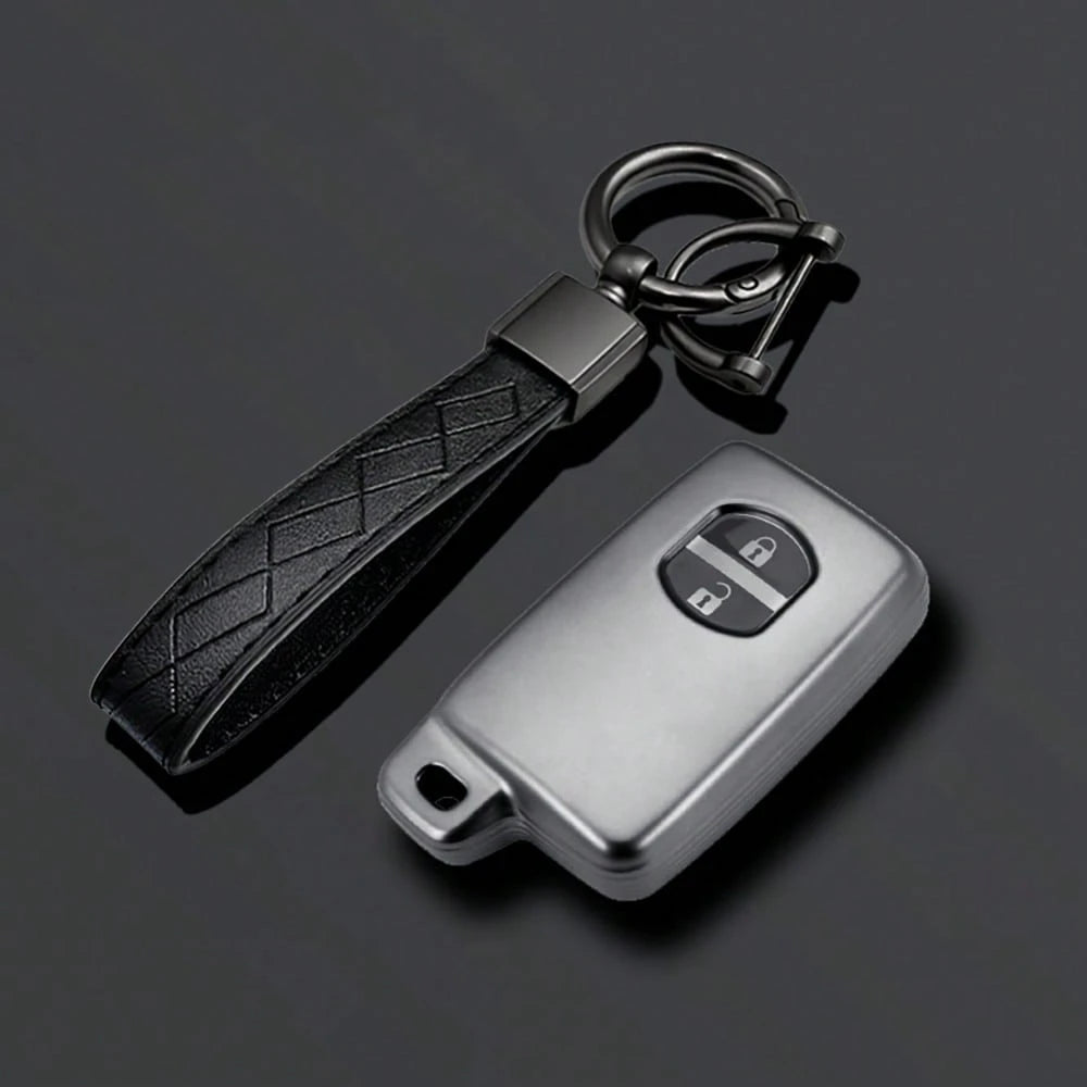 2pcs Button Car Key Cover Keychain Suitable For Prius 30, Alpha, Aqua, Land Cruiser, Auris, LC 200 Car Key Case Cover Car Accessories