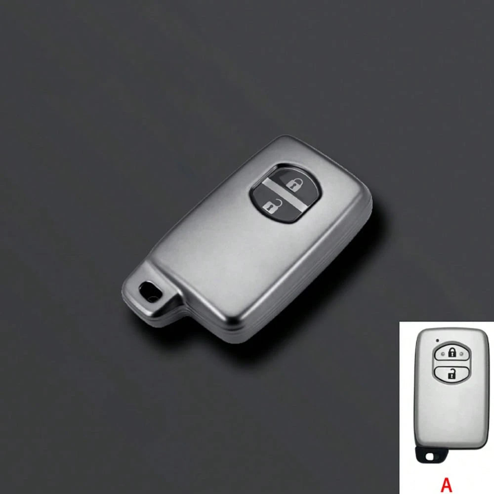 2pcs Button Car Key Cover Keychain Suitable For Prius 30, Alpha, Aqua, Land Cruiser, Auris, LC 200 Car Key Case Cover Car Accessories