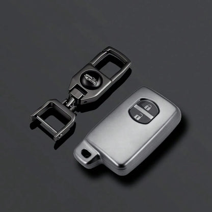 2pcs Button Car Key Cover Keychain Suitable For Prius 30, Alpha, Aqua, Land Cruiser, Auris, LC 200 Car Key Case Cover Car Accessories