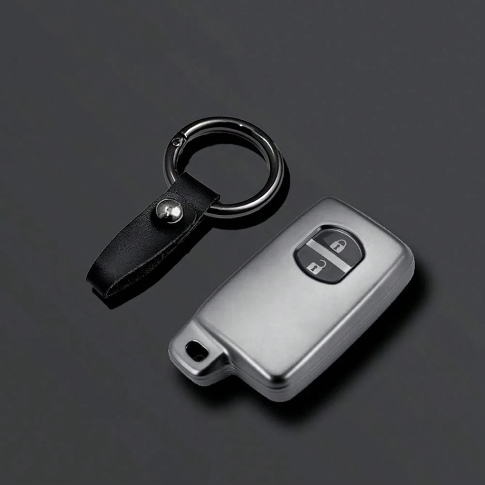 2pcs Button Car Key Cover Keychain Suitable For Prius 30, Alpha, Aqua, Land Cruiser, Auris, LC 200 Car Key Case Cover Car Accessories