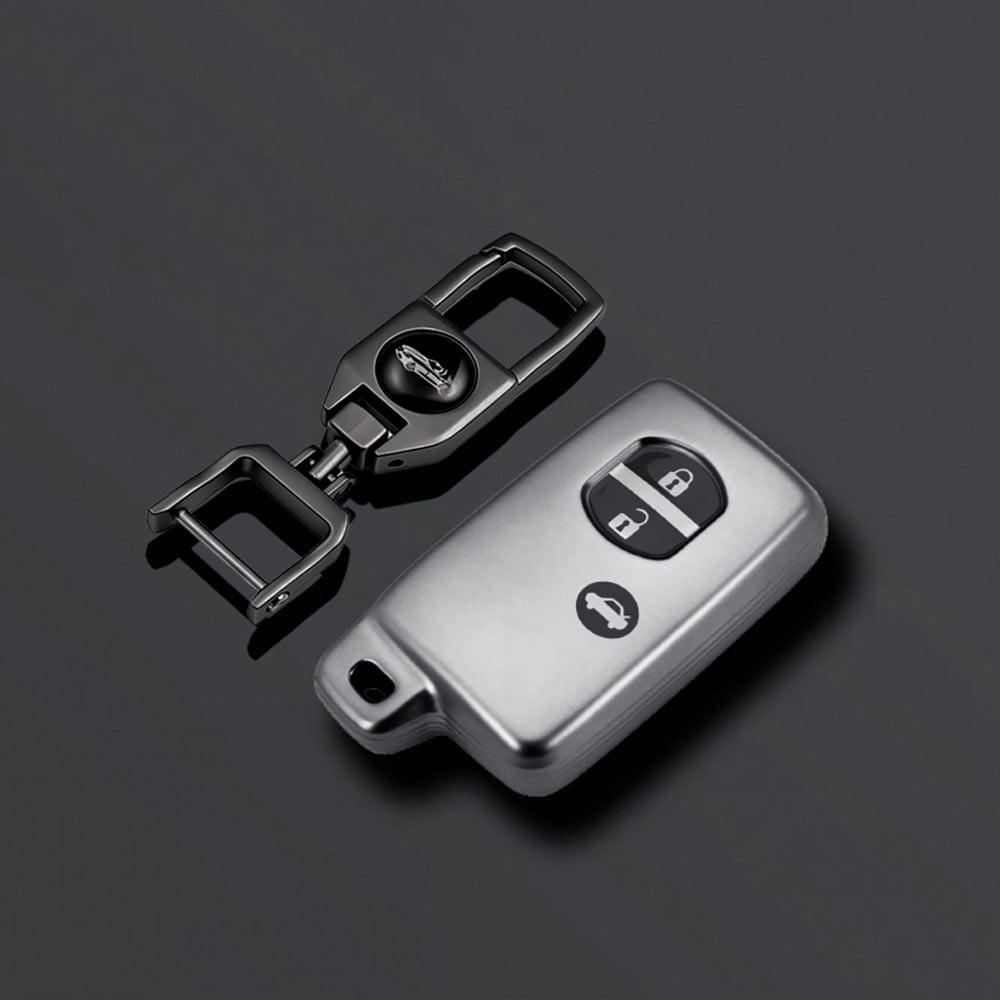 2pcs Button Car Key Cover Keychain Suitable For Prius 30, Alpha, Aqua, Land Cruiser, Auris, LC 200 Car Key Case Cover Car Accessories