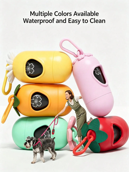2pcs Capsule Pet Waste Bag Dispenser, Portable Waterproof Durable Plastic Material, Suitable For Dog Walking, Outdoor Travel And Daily Use, Cute Pet Cleaning Storage Accessory