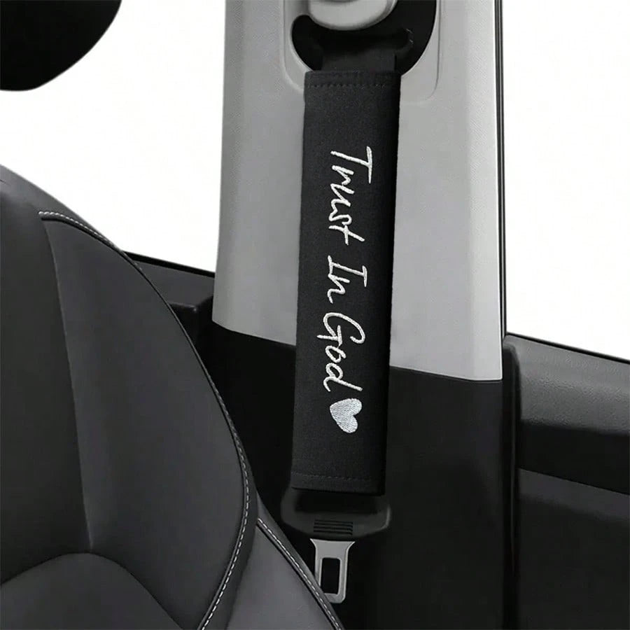 2pcs Car Belt Covers, Embroidered Letter Shoulder Pads, Universal Vehicle Seat Belt Shoulder Pads For Driver And Passenger, Car Interior Accessories