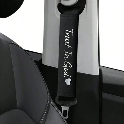 2pcs Car Belt Covers, Embroidered Letter Shoulder Pads, Universal Vehicle Seat Belt Shoulder Pads For Driver And Passenger, Car Interior Accessories