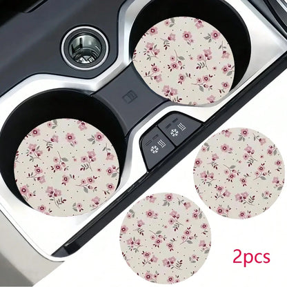2pcs Car Cup Coaster Stylish & Durable Fast-Drying Non-Slip Car Cup Mat