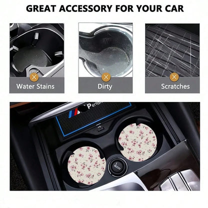 2pcs Car Cup Coaster Stylish & Durable Fast-Drying Non-Slip Car Cup Mat