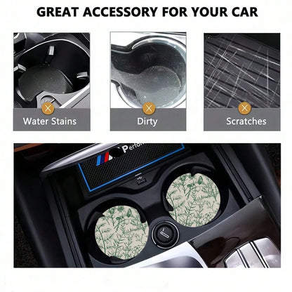 2pcs Car Cup Coaster Stylish & Durable Fast-Drying Non-Slip Car Cup Mat