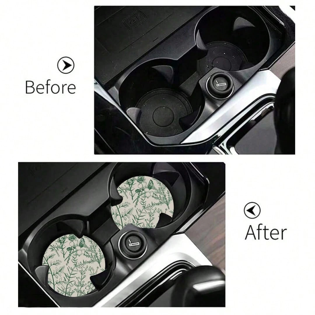 2pcs Car Cup Coaster Stylish & Durable Fast-Drying Non-Slip Car Cup Mat