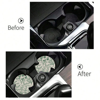 2pcs Car Cup Coaster Stylish & Durable Fast-Drying Non-Slip Car Cup Mat