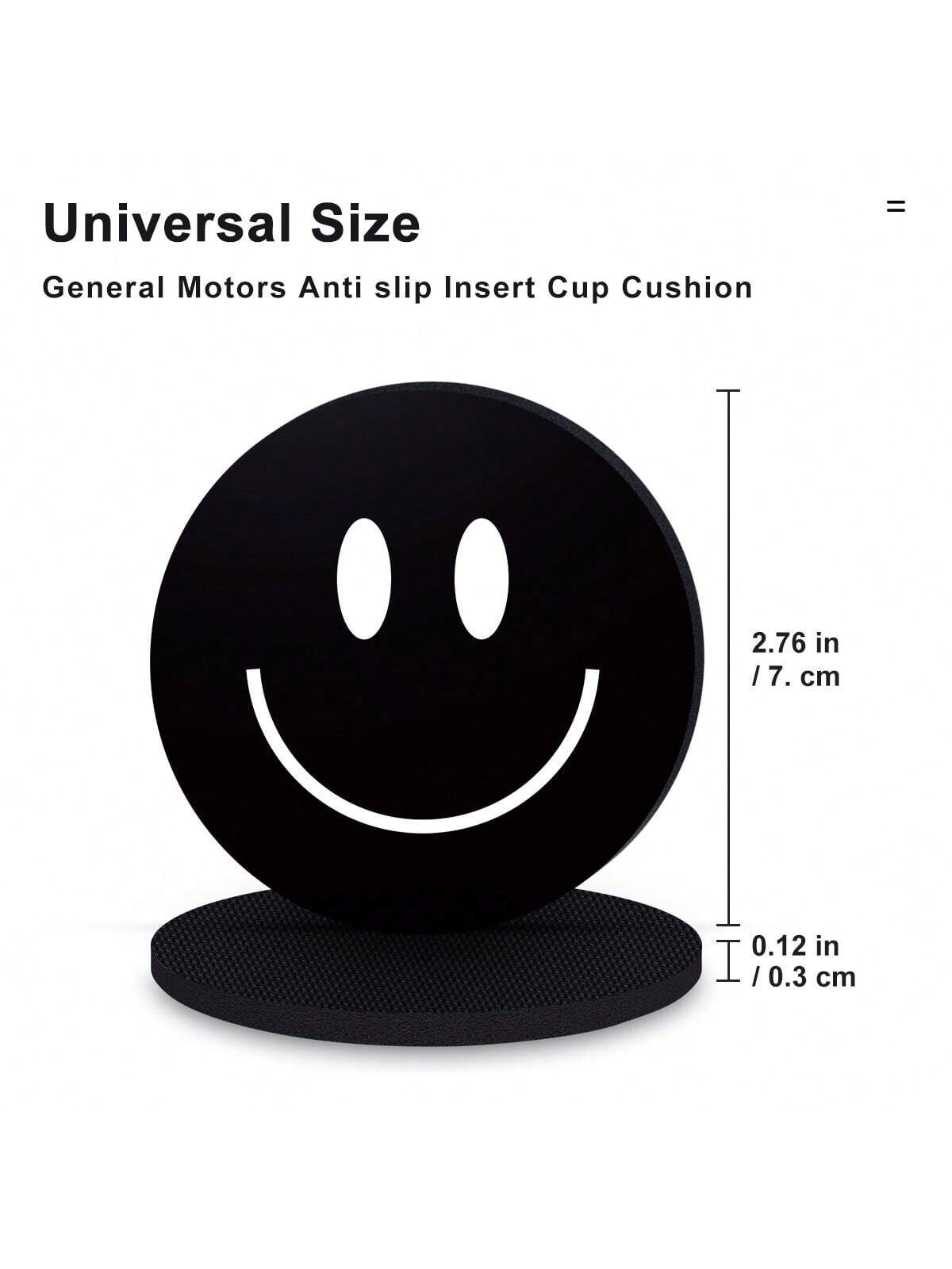2pcs Car Cup Holder Coasters Anti-Slip & Absorbent Mat, Minimalist Smiling Face Printed Heat Insulation Pad