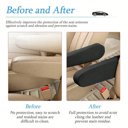 2Pcs Car Front Seat Armrest Covers, Cloth Fabric Armrest Protectors, Direct Replacement Center Console Lid Armrest Cover Skin, Universal Accessories For Car, SUV, Truck And Van