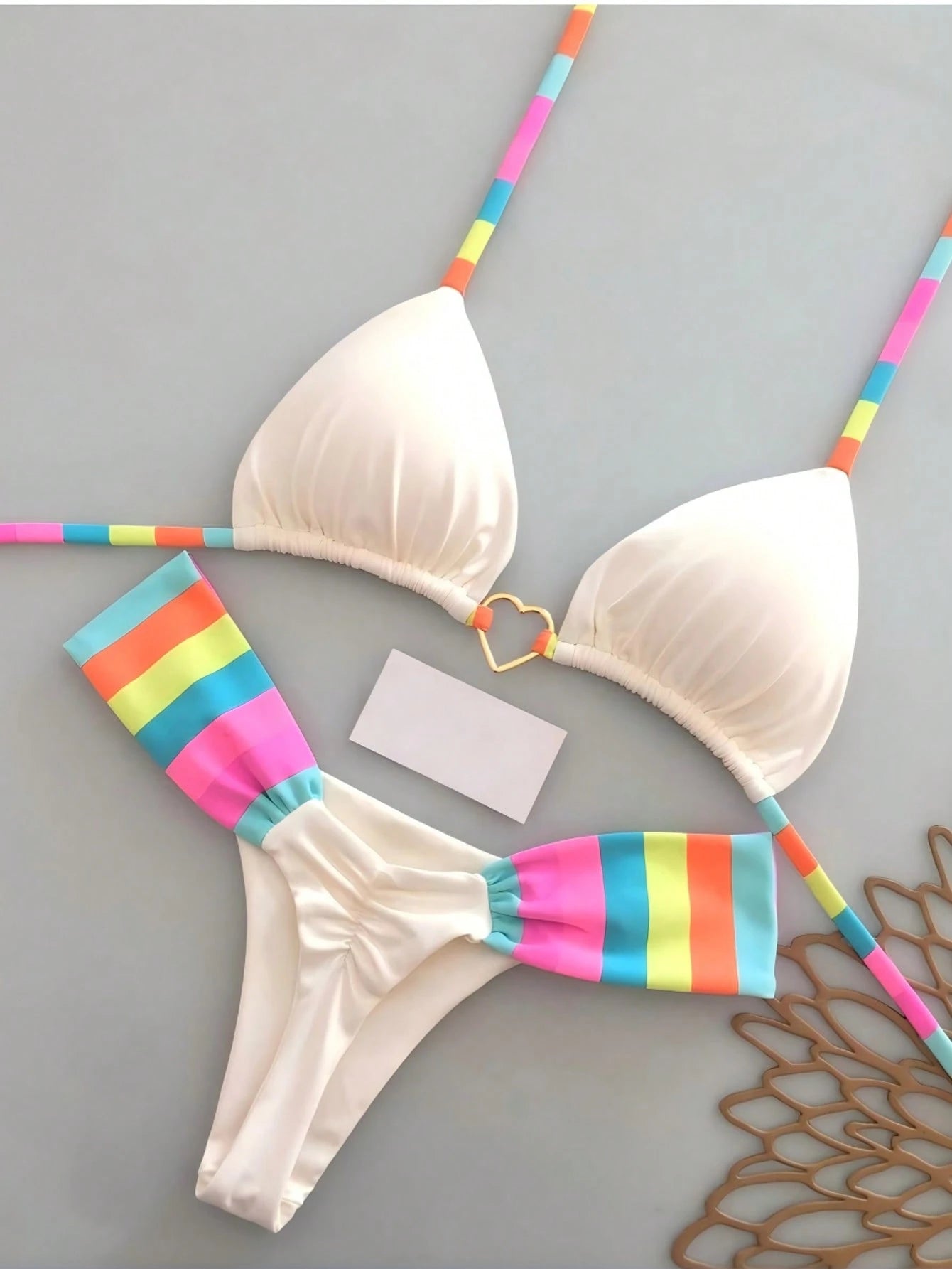 2pcs Casual Elegant Sexy Bohemian Floral Tie-Dye Trim Bikini Swimsuit, Suitable For Beach & Holiday, Spring/Summer Vacation, Aesthetic