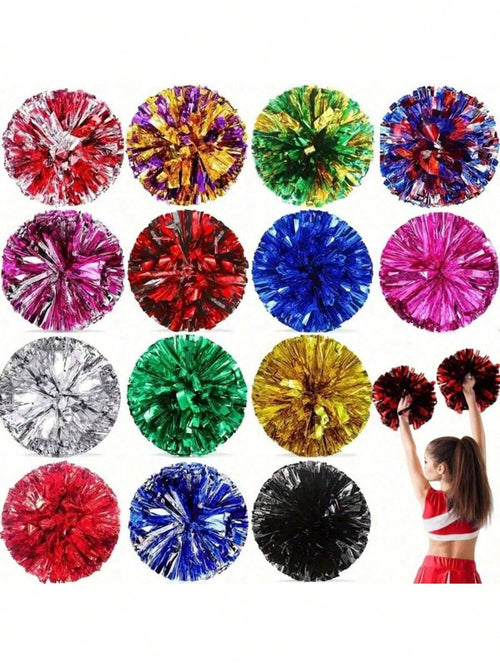 2pcs Cheerleader Handheld Pompoms Ribbons, Dance Performance Props, Square Dance Game Props, Suitable For Football, Basketball, Rugby And Sports Performances, Team Sports, Dance And Cheerleading Perfo