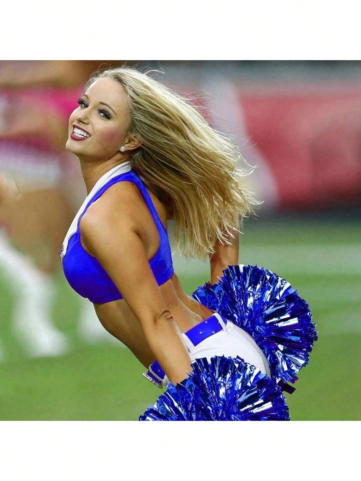2pcs Cheerleader Handheld Pompoms Ribbons, Dance Performance Props, Square Dance Game Props, Suitable For Football, Basketball, Rugby And Sports Performances, Team Sports, Dance And Cheerleading Perfo