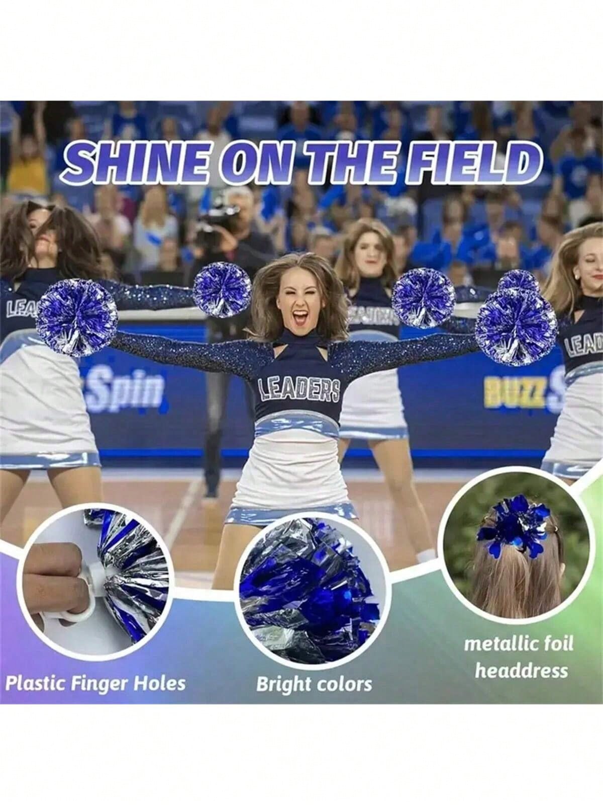 2pcs Cheerleader Handheld Pompoms Ribbons, Dance Performance Props, Square Dance Game Props, Suitable For Football, Basketball, Rugby And Sports Performances, Team Sports, Dance And Cheerleading Perfo