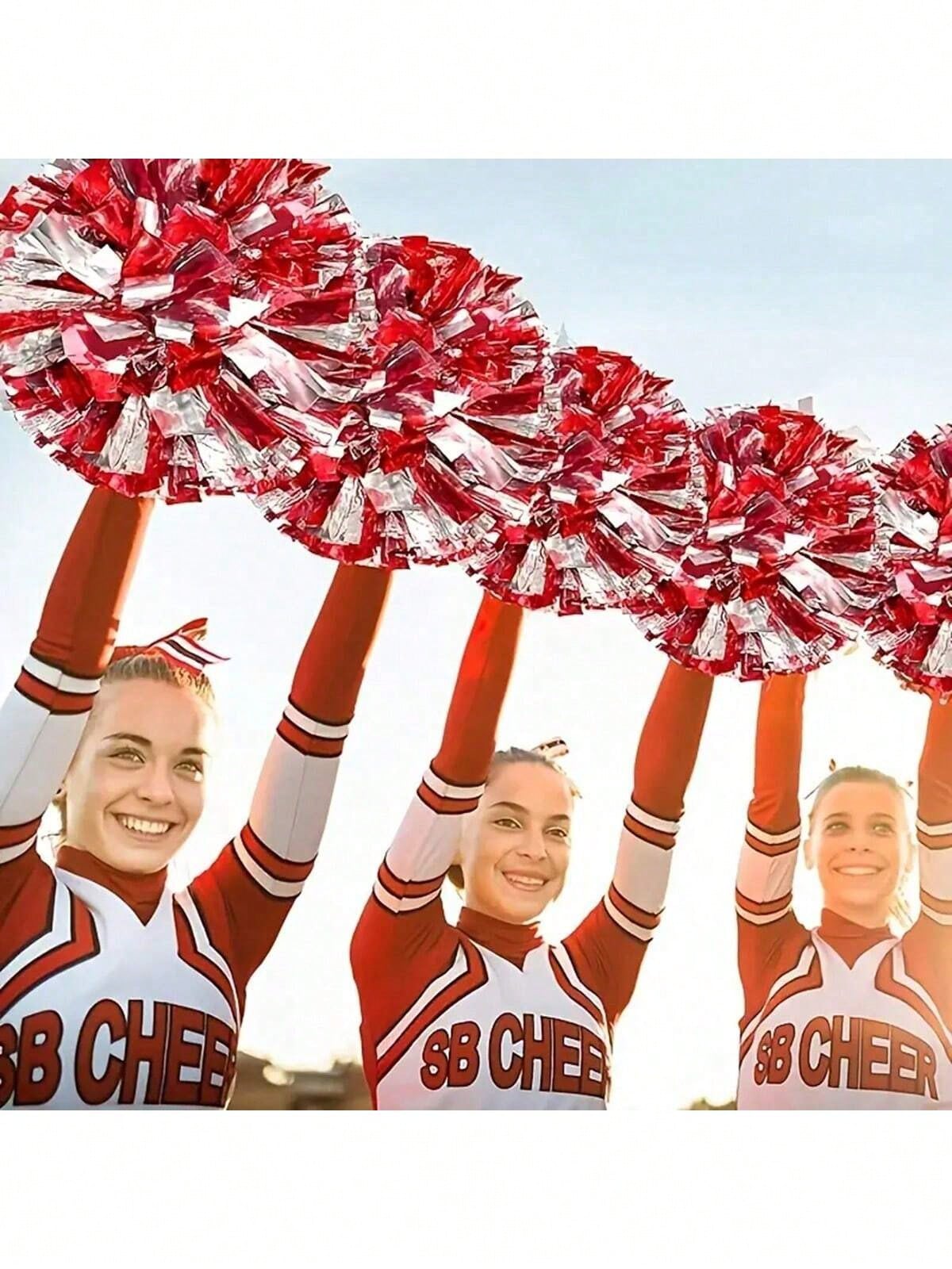 2pcs Cheerleader Handheld Pompoms Ribbons, Dance Performance Props, Square Dance Game Props, Suitable For Football, Basketball, Rugby And Sports Performances, Team Sports, Dance And Cheerleading Perfo