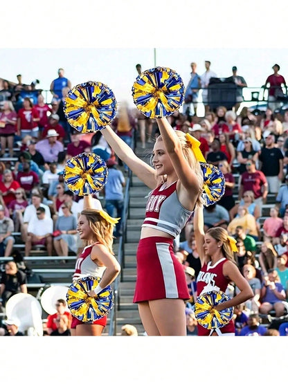 2pcs Cheerleader Handheld Pompoms Ribbons, Dance Performance Props, Square Dance Game Props, Suitable For Football, Basketball, Rugby And Sports Performances, Team Sports, Dance And Cheerleading Perfo