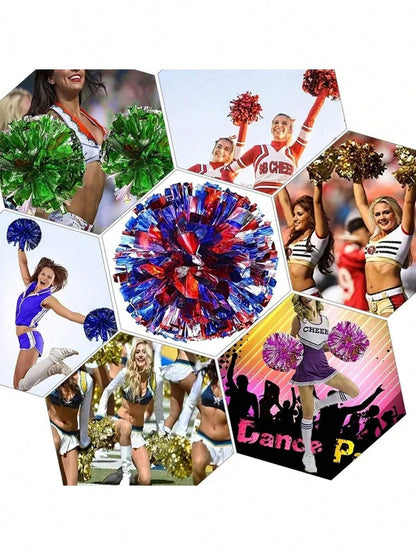 2pcs Cheerleader Handheld Pompoms Ribbons, Dance Performance Props, Square Dance Game Props, Suitable For Football, Basketball, Rugby And Sports Performances, Team Sports, Dance And Cheerleading Perfo