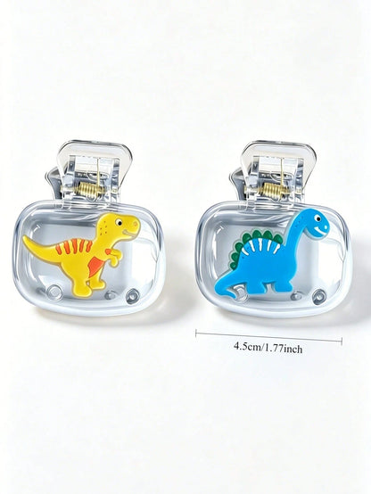 2pcs Cute Dinosaur Toothbrush Holder- Children's Bathroom Wall-Mounted Storage Rack, Baby Bathroom Supplies, Baby Essentials, Bathroom Decor