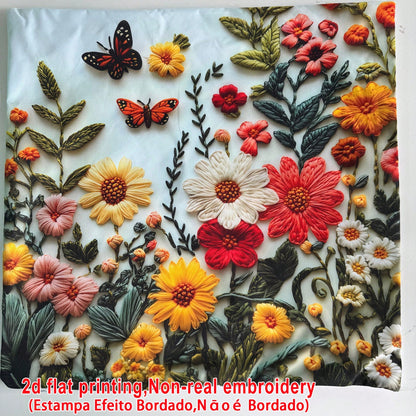 2pcs Floral Print Throw Pillow Covers (Pillow Pattern Is Printed, Not Embroidered), Spring Flower & Butterfly Pattern, Spring Decor, Polyester Fabric Cushion Cover, Bedroom Decor| Pastoral Style, Mac