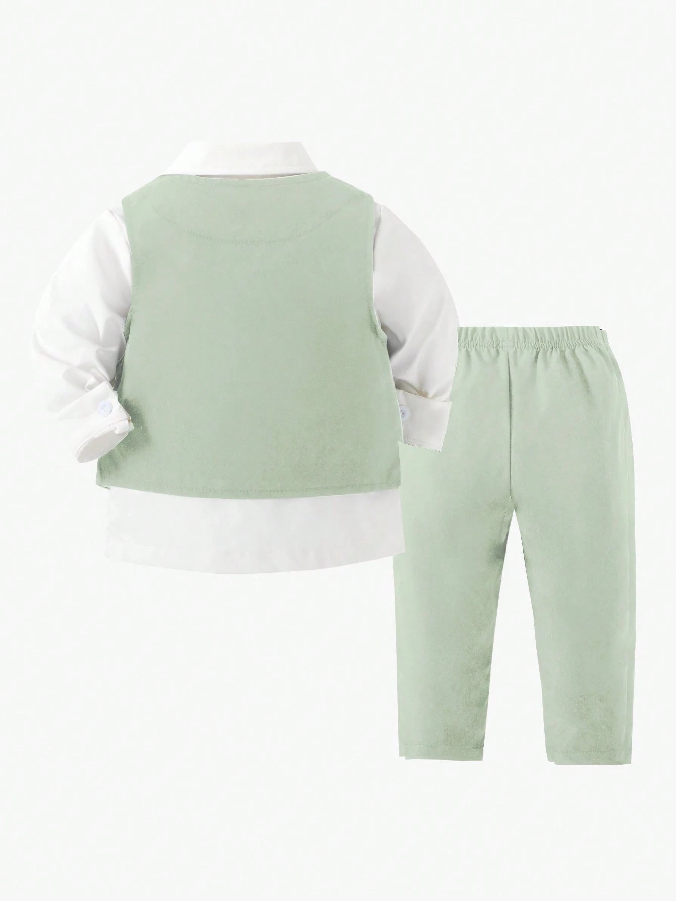 2pcs Gentleman Suit Includes Woven Vest And Trousers, Suitable For Birthday Party, Wedding, Stage Performance, Baby Boy Clothes