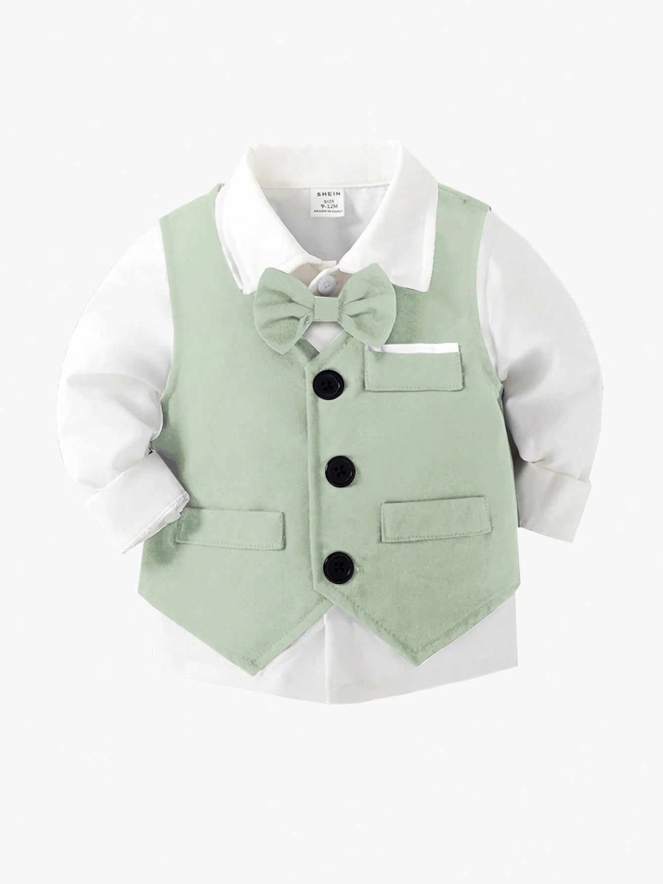 2pcs Gentleman Suit Includes Woven Vest And Trousers, Suitable For Birthday Party, Wedding, Stage Performance, Baby Boy Clothes